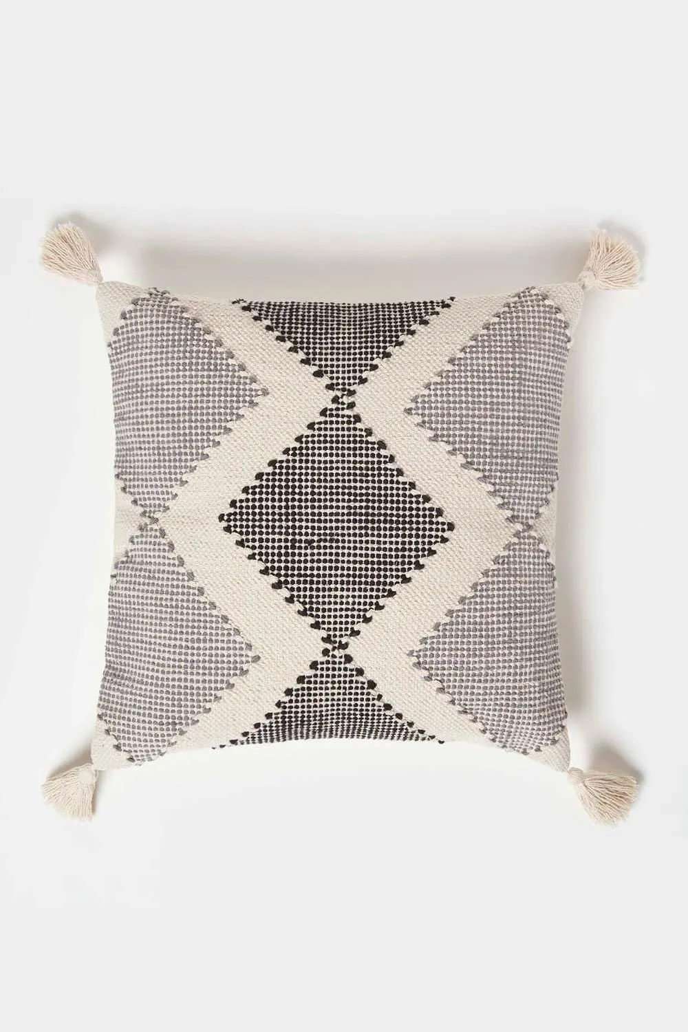 Homescapes Malmo Handwoven Textured Grey & Black Cushion