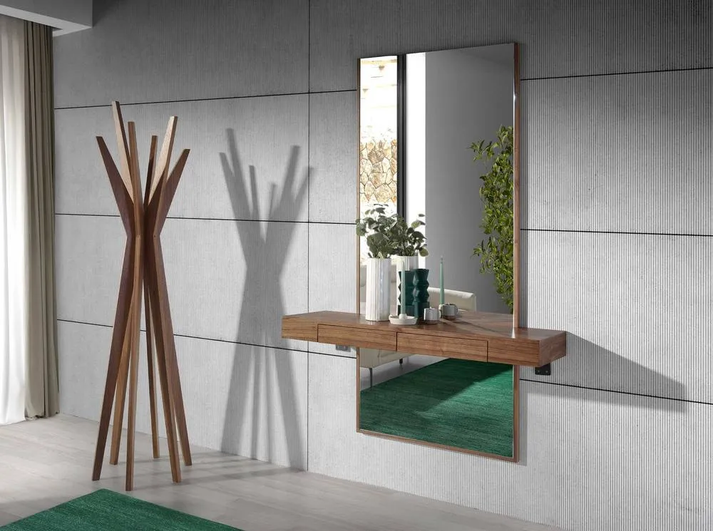 Angel Cerda Walnut Veneer Rectangular Wall Mirror 120x35x180 cm 3