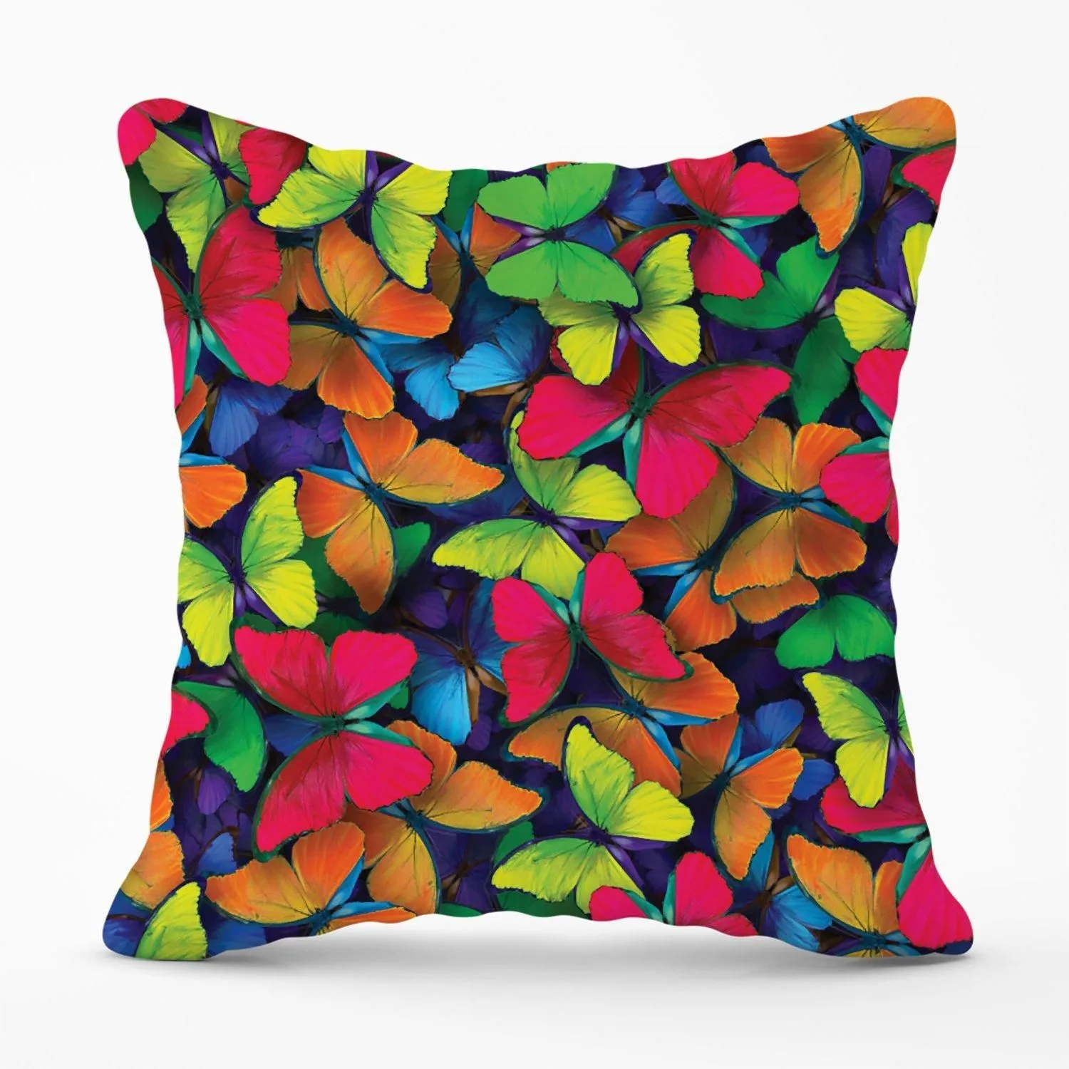 Warren Reed - Designer Rainbow Butterflies Outdoor Cushion in Red