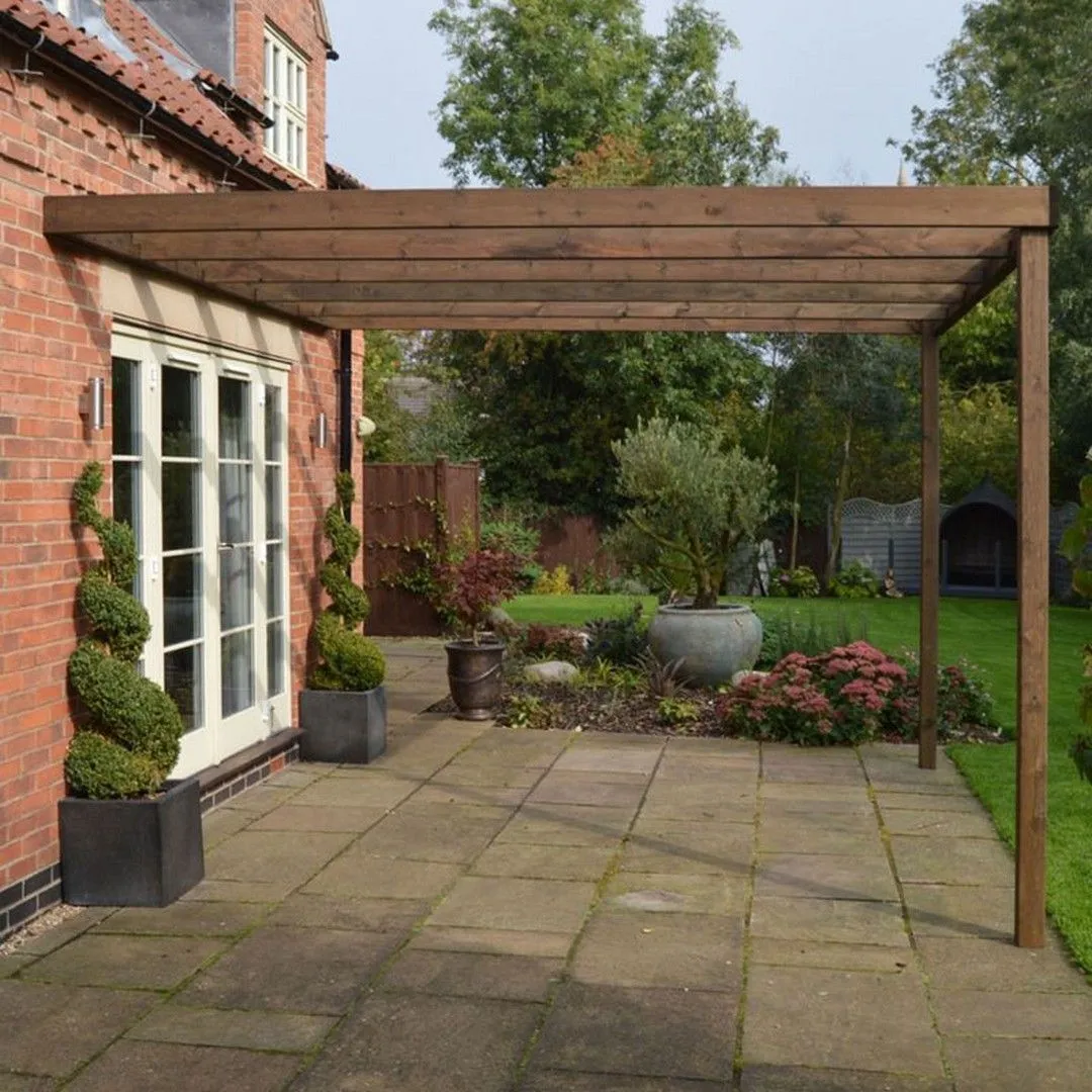 Rutland County Garden Furniture Ltd Wall Mounted Box Pergola - L240 x W240 x H270 cm - Rustic Brown 3