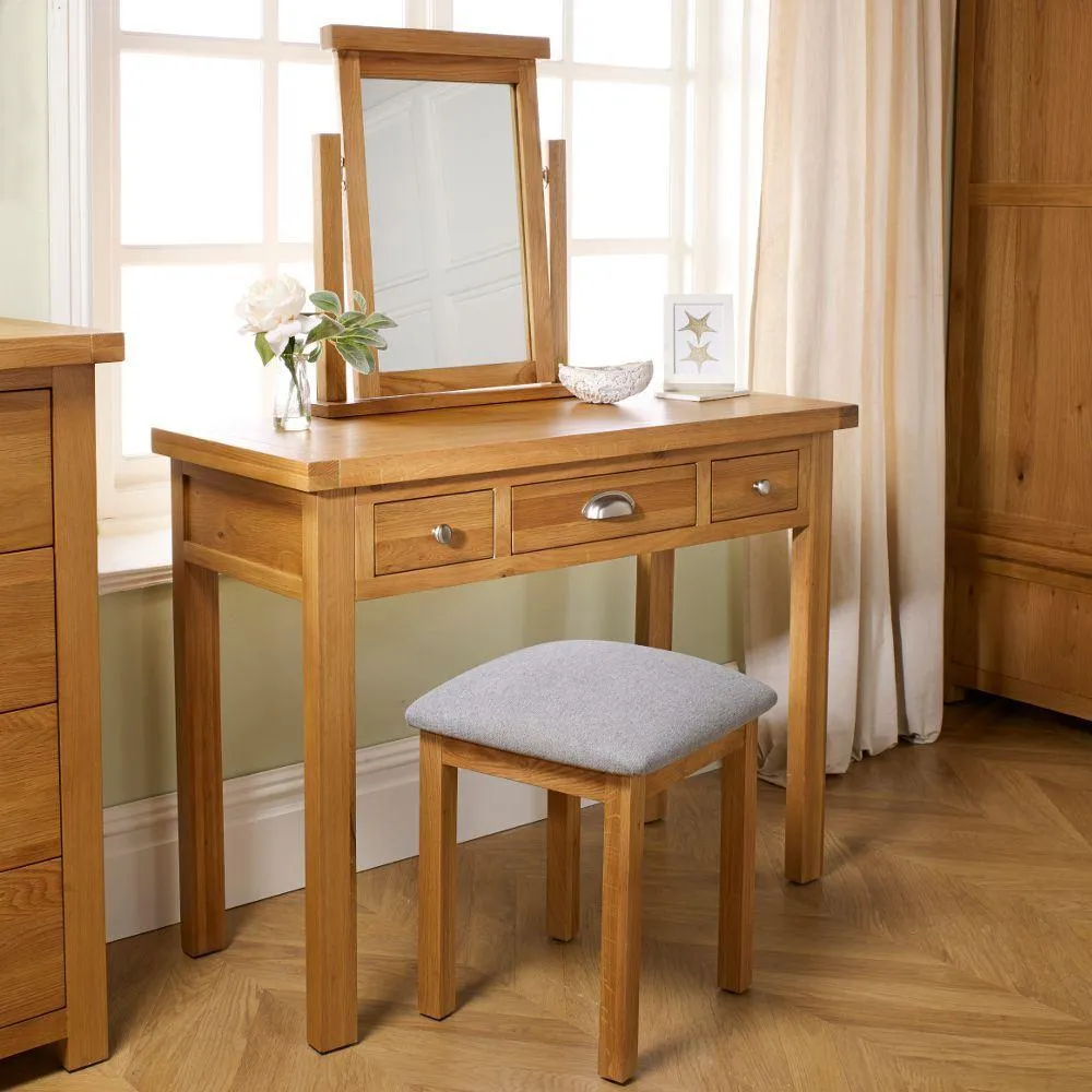 Woburn Oak Wooden 3 Drawer Dressing Table