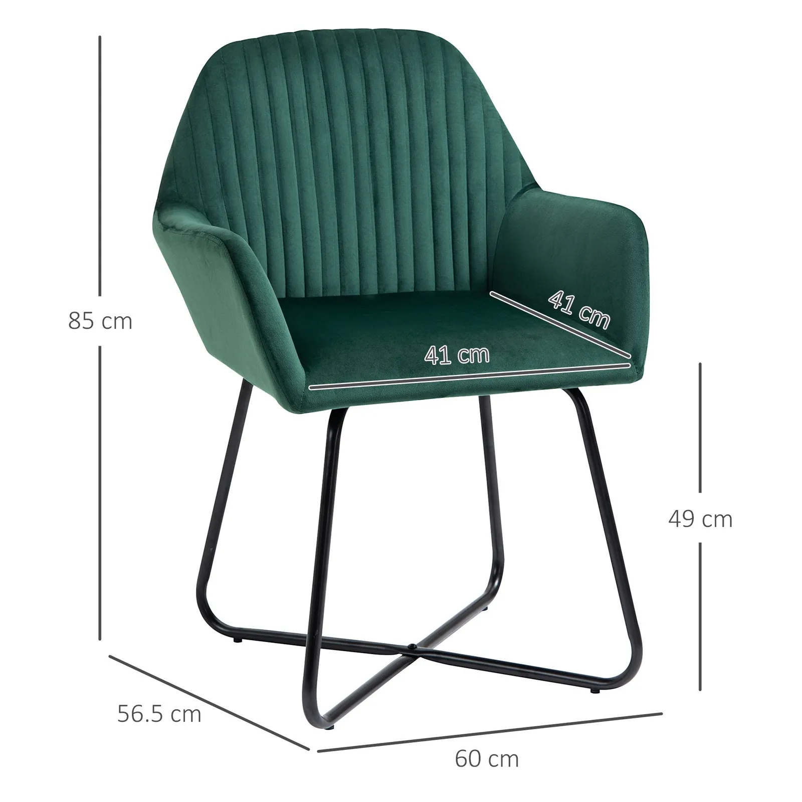 HOMCOM Modern Accent Chair Velvet-Feel Upholstered Lounge Armchair in Green 3