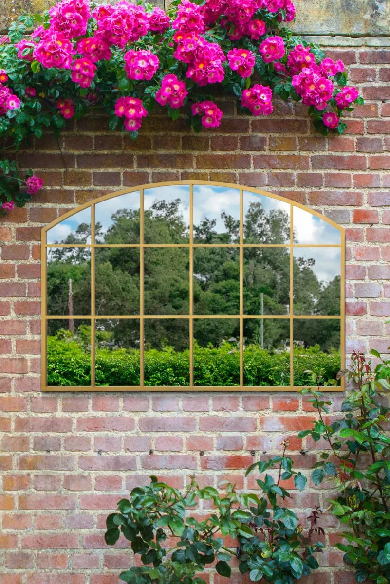 MirrorOutlet Gold Framed Arched Wall Garden Mirror 43" X 29" (110CM X 75CM) 2