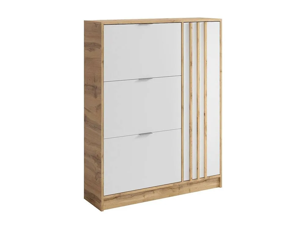 Vente-unique Shoe Cabinet With 1 Door & 3 Drop-Down Compartments - Natural and in Light Oak 4