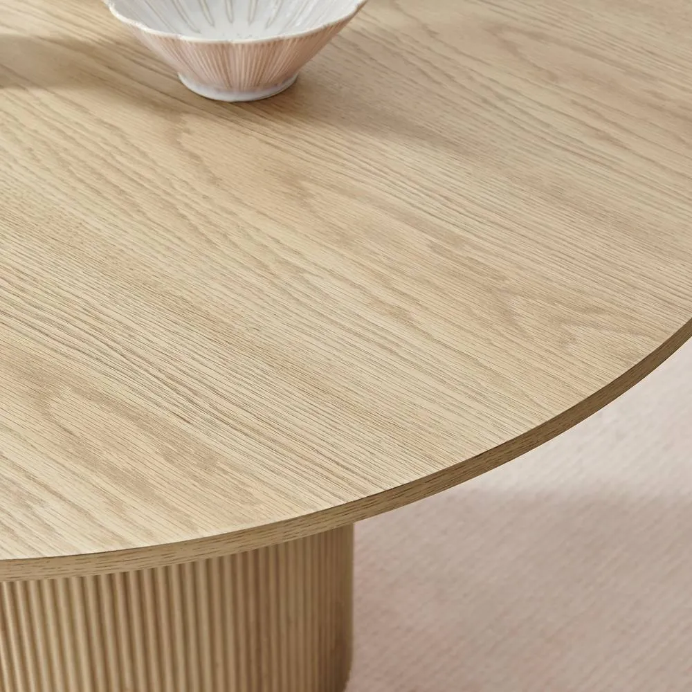 FurnitureboxUK Penrose Oak Effect Round Dining Table & 4 Beaumont Chairs in Grey 5