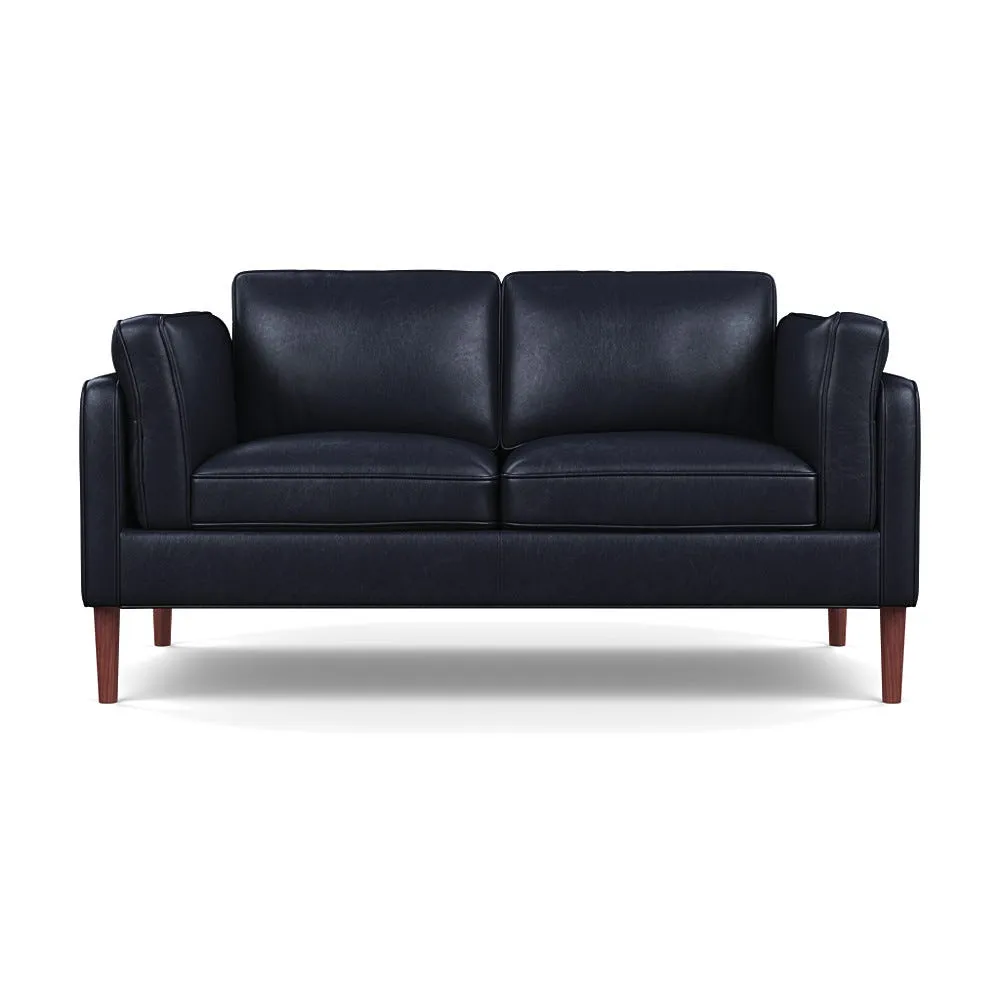 Heal's Sonno 2 Seater Leather Stonewash Black 263 Walnut Feet 1