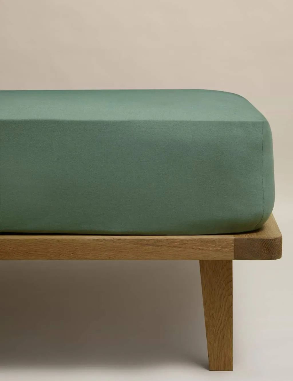 M&S Pure Cotton Brushed Fitted Sheet Smokey Green