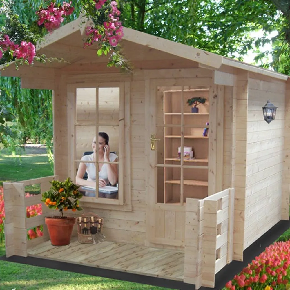 Shires Maulden 19 mm Log Cabin 7 x 7 Feet + Verandah in Brown