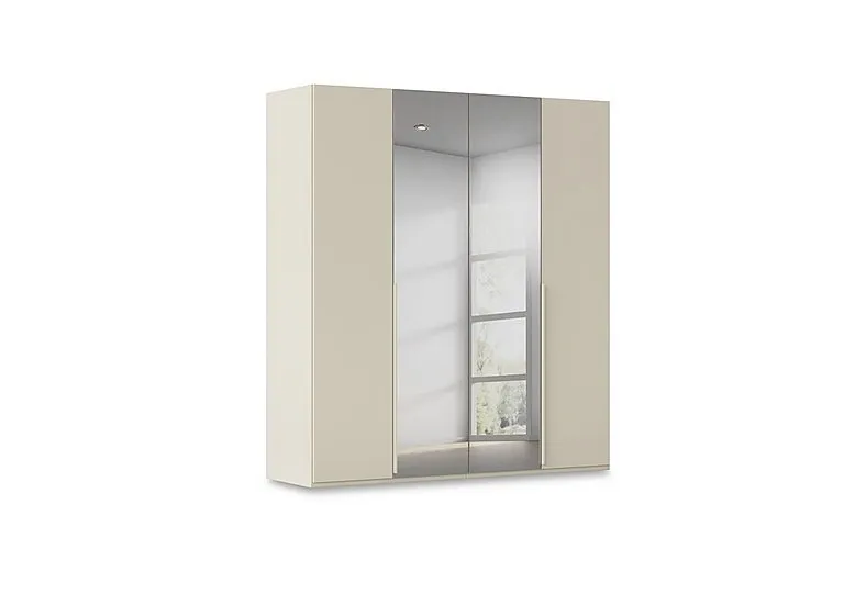 Haven 201cm 4 Door Hinged Wardrobe with 2 Décor Doors and 2 Mirror Doors