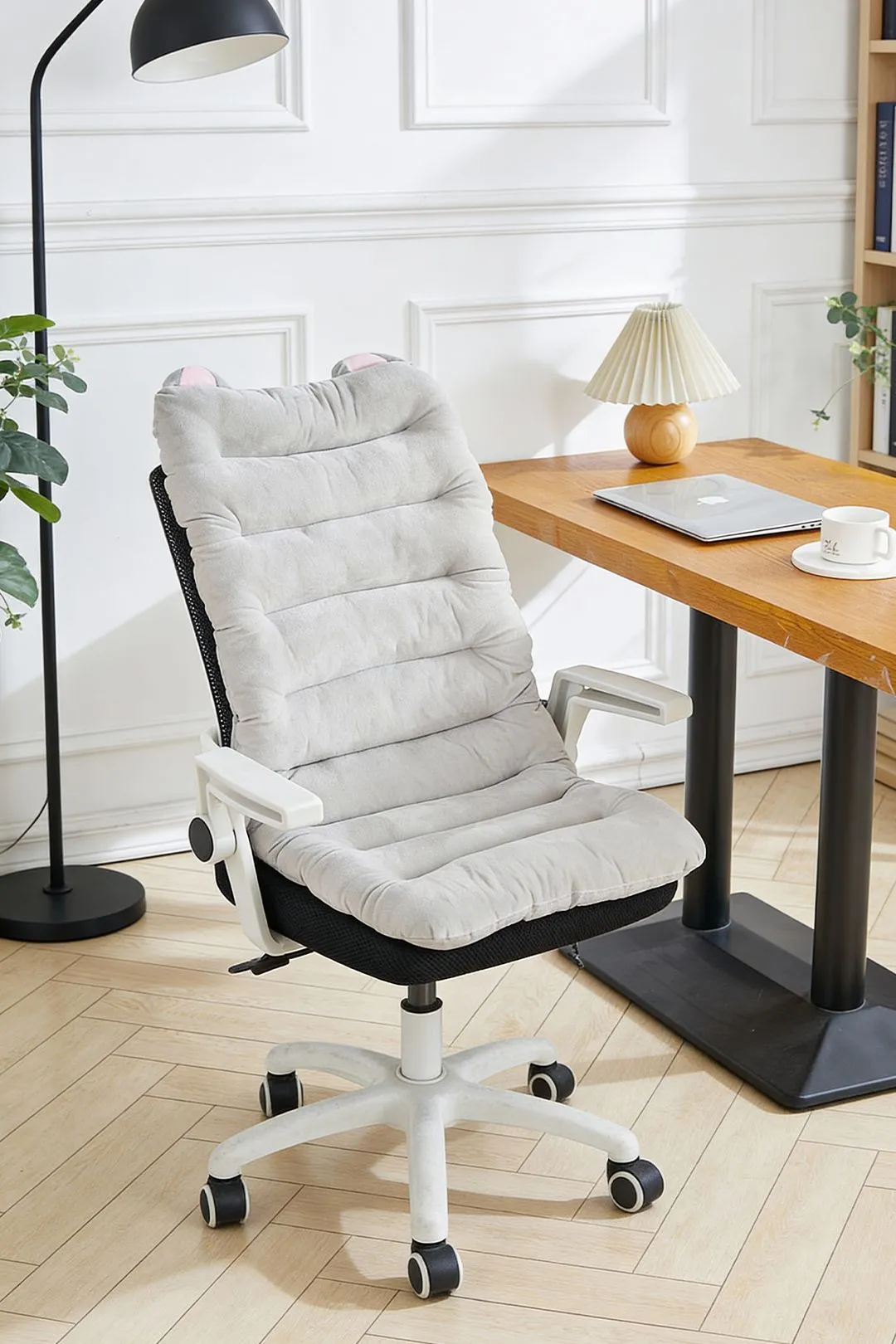 Living and Home 100 x 45cm Computer Chair Cushion with Non-Slip Straps in Grey