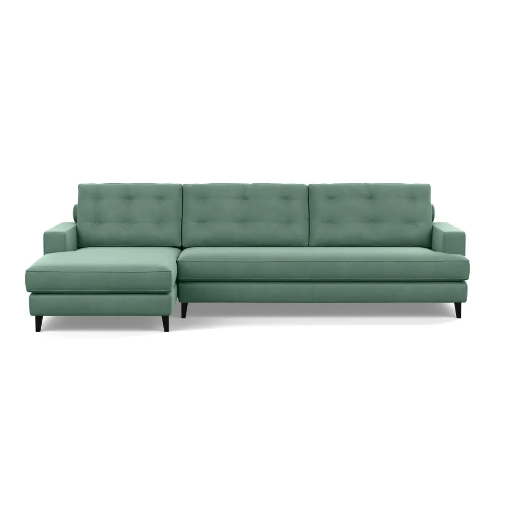 Heal's Mistral Left Hand Facing Corner Sofa Smart Velvet Jade Black Feet