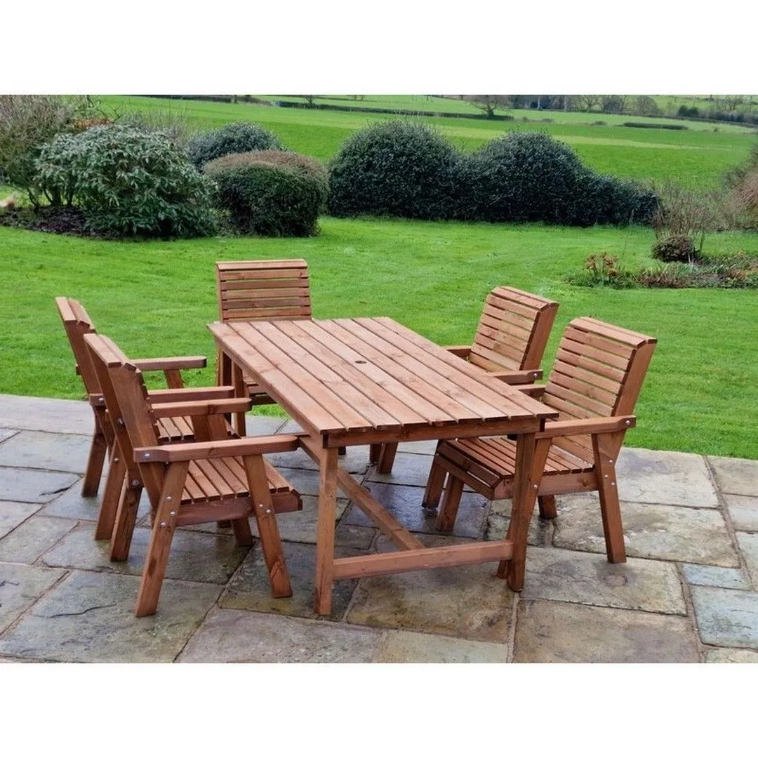 Churnet Valley Garden Furniture Ltd Valley 5XC Table Set - Min. Assembly Required - Set of Cushions Inc in Brown