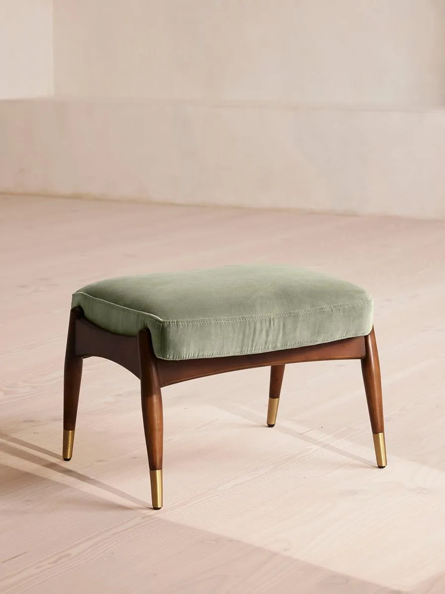 Theodore Footstool, Velvet, Seafoam