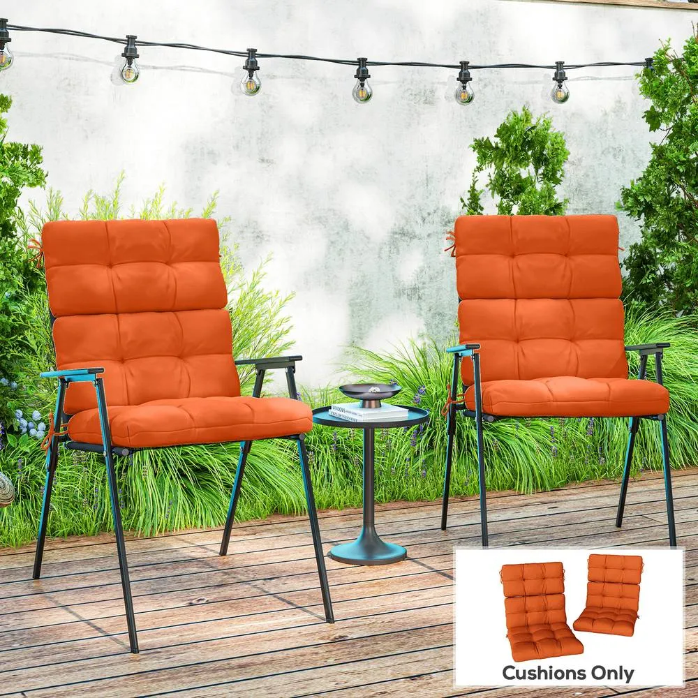OUTSUNNY 2pc Outdoor Seat Cushions Water Repellent Seat Pads in Orange