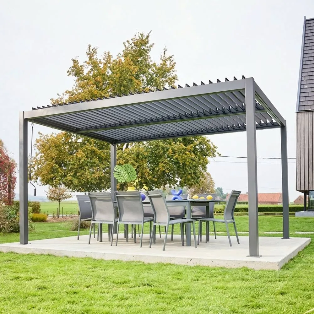 sweeek Louvered Pergola Aluminium & Steel 4 X 3m in Dark Grey 4