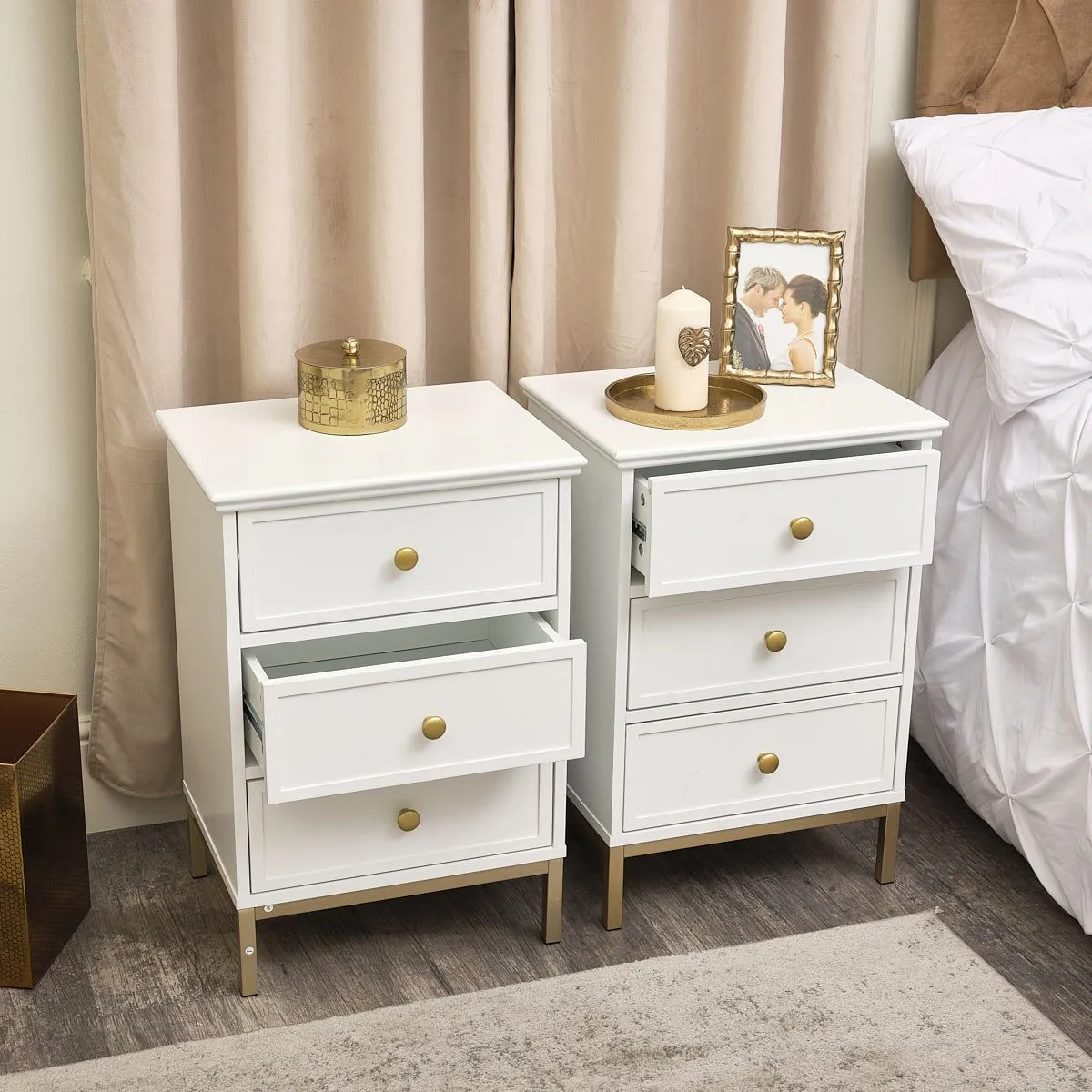 Melody Maison Large Chest Of Drawers & Pair Of Bedside Tables - Aisby White Range 3