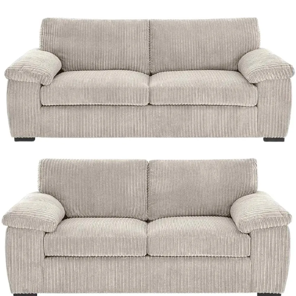 Bliss Furniture Jumbo Cord 3+2 Seater Sofa Set Luxury Comfort & Style in Cream