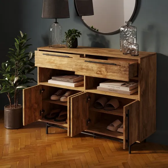 Bryant Hallway Console Table with Shoe Storage, Mango Wood Effect 2