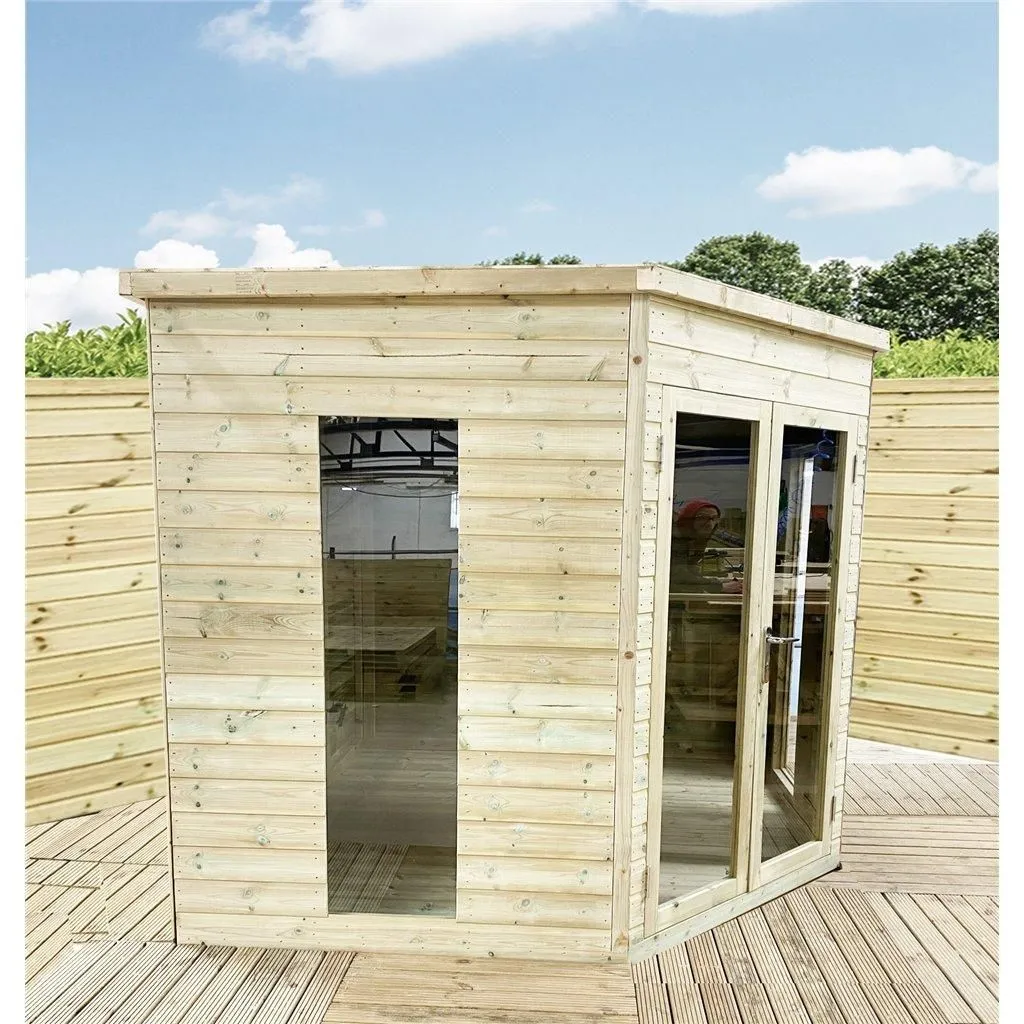 Marlborough 14 x 14 Corner Pressure Treated Pent Summerhouse in Natural 2