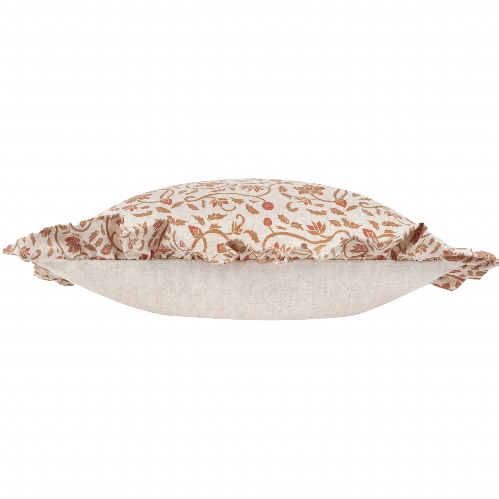 Paoletti Linen Filigree Printed Ruffle Cushion in Yellow 4