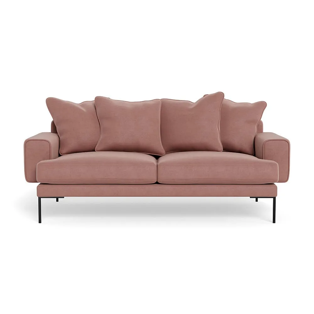 Heal's Torrington 3 Seater Sofa Smart Luxe Velvet Dusky Pink Black Feet