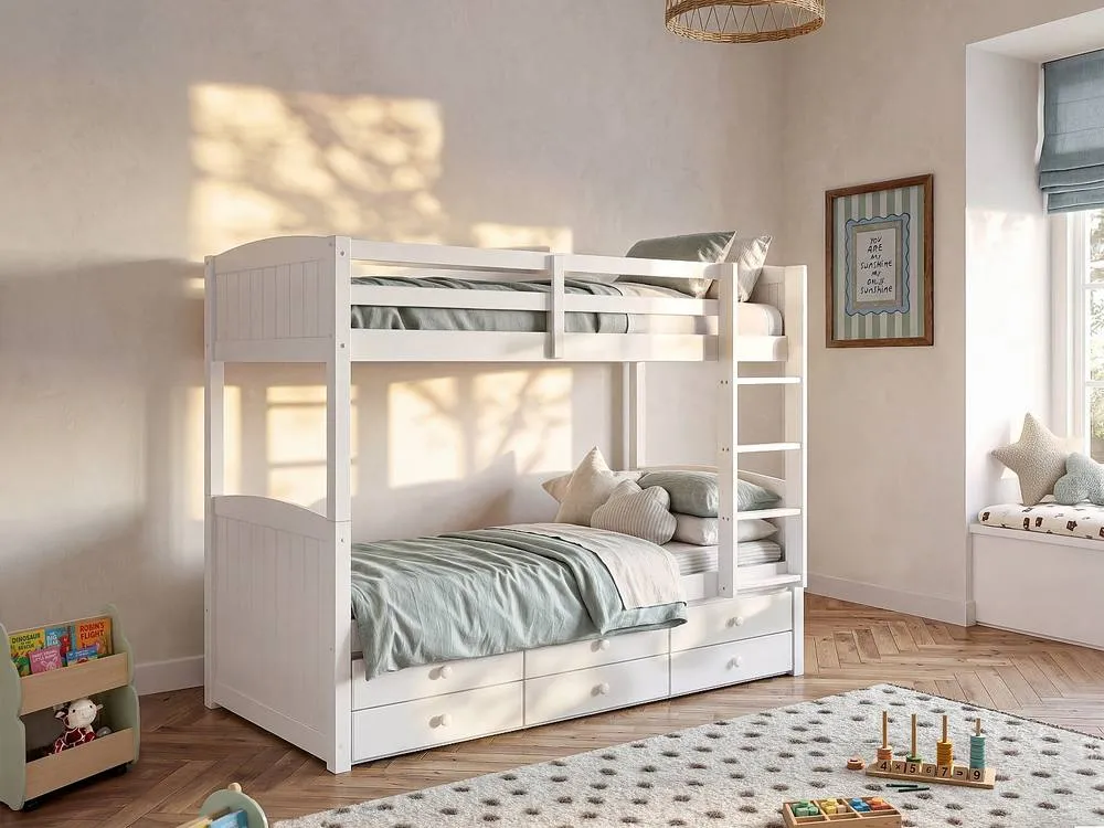 Vente-unique Splittable Bunk Beds - 2 X 90 X 190 Cm - With Storage - White Pine 3