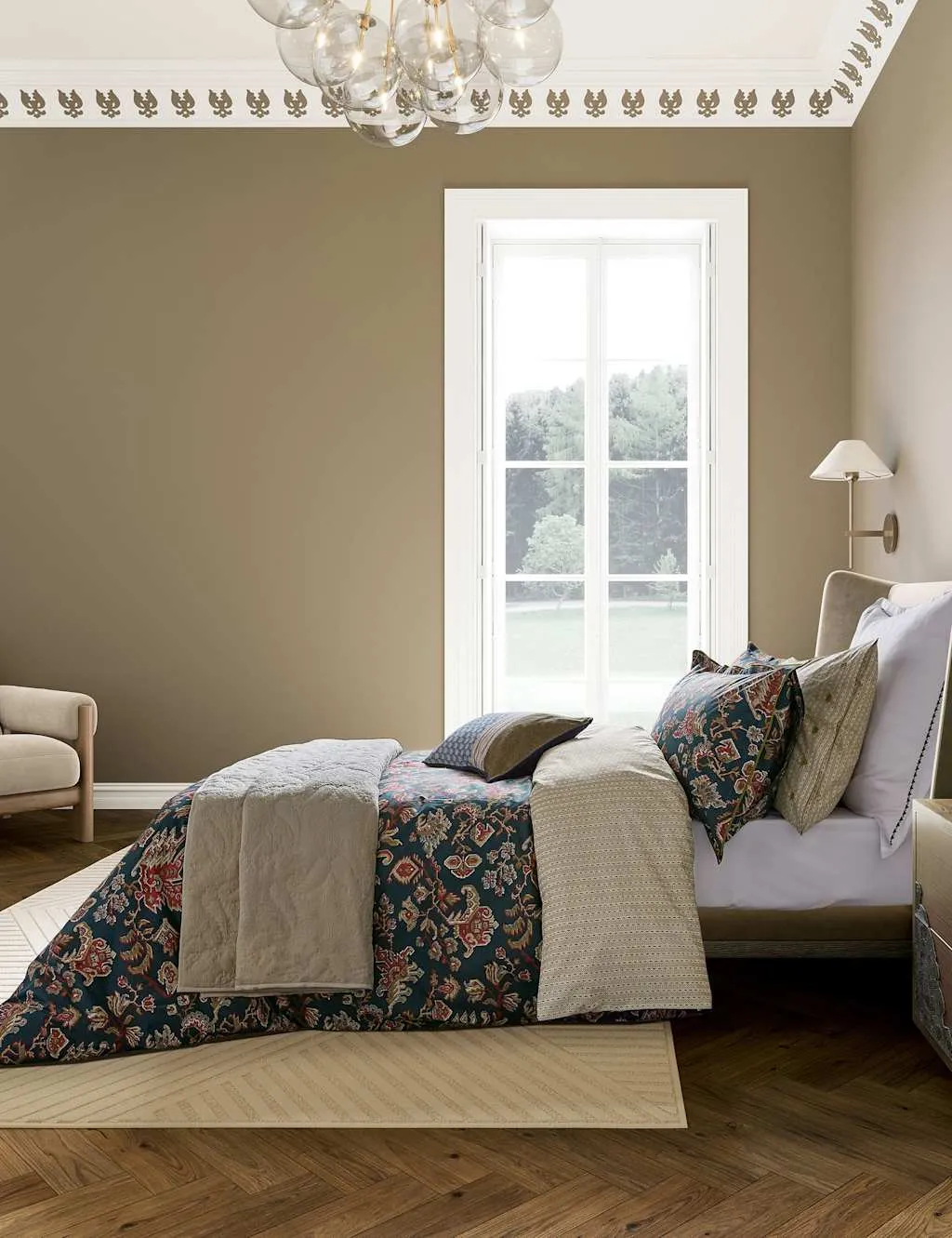 Bedeck of Belfast Pure Cotton Avero Bedding Set Teal Mix