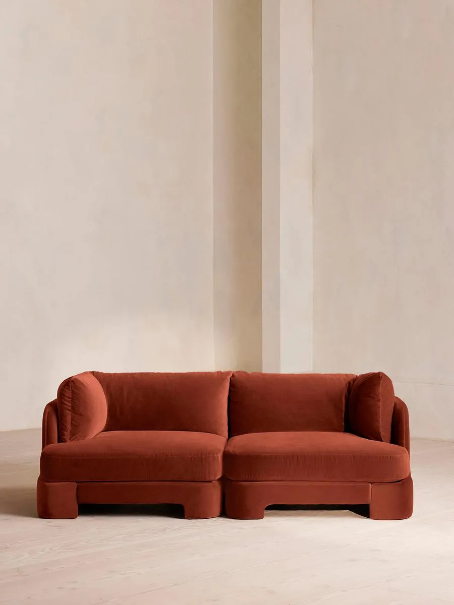 Odell Modular Sofa, Three Seater, Velvet, Rust