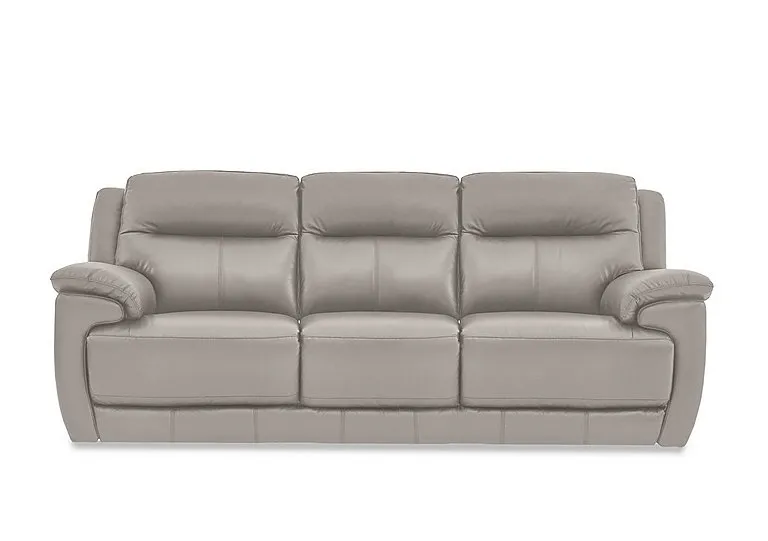 Touch 3 Seater Leather Sofa - Silver Grey
