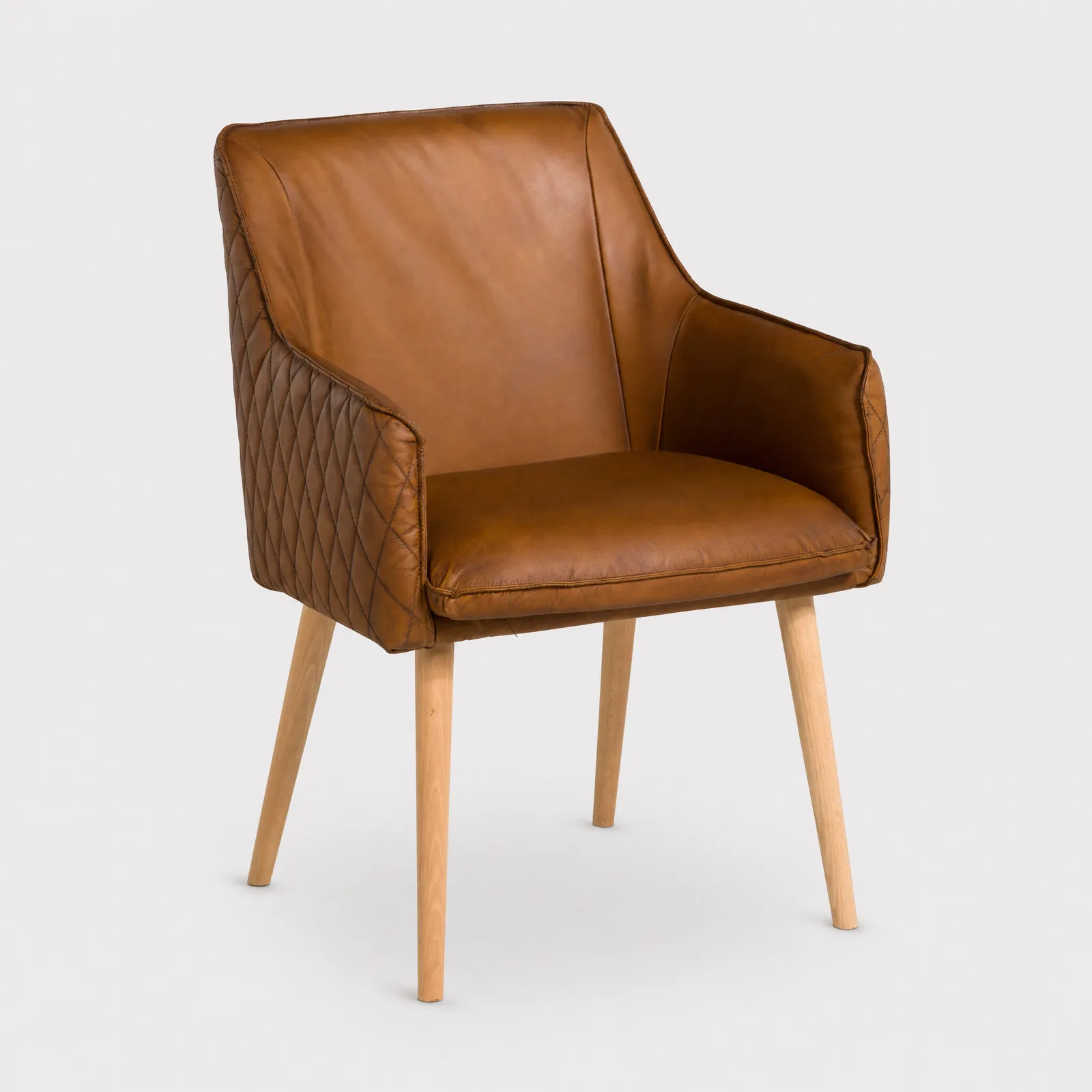 Pure Furniture Antares Dining Chair, Brown Leather | Barker & Stonehouse