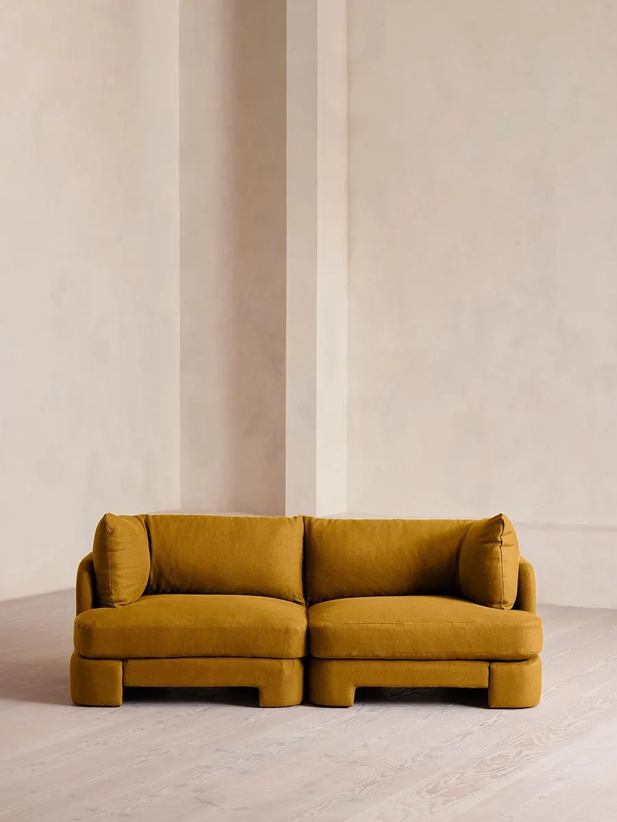 Odell Deeper Sit Modular Sofa, Three Seater, Linen, Turmeric