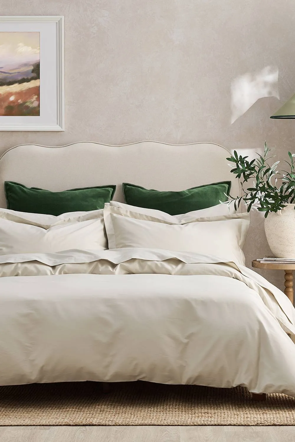 CHRISTY 400TC Luxury Cotton Sateen Plain Dye Duvet Cover Sets in Light Beige 4