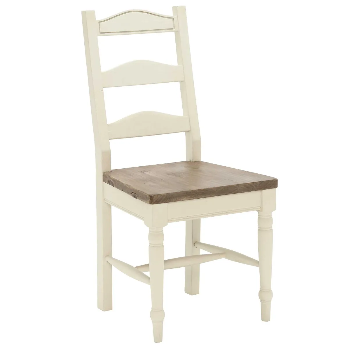 Carisbrooke Dining Chair with Turned Legs and Wooden Seat, Stucco White