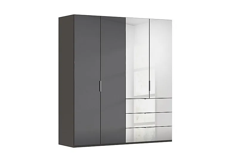 Formes 4 Door Bifold Combi Wardrobe with 2 Full-Height Glass Doors - Graphite/Basalt Front