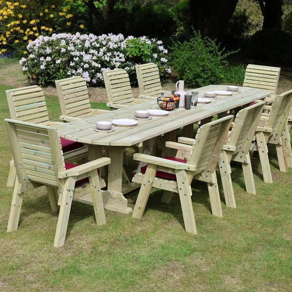 Churnet Valley Garden Furniture Ltd Ergo Large 10 Seater Set 10xC 2.4M Table - L250 x W120 x H103 cm in Brown 2
