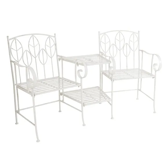 Rustic Leaf Metal Companion Seat Set 4