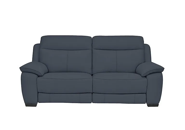 Starlight Express 3 Seater Leather Recliner Sofa with Power Headrests - BV Ocean Blue