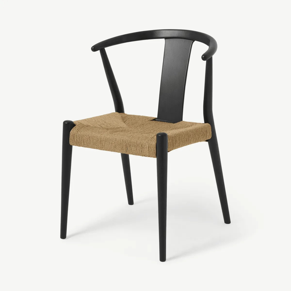 Abbon Woven Dining Chair, Charcoal Black Wash