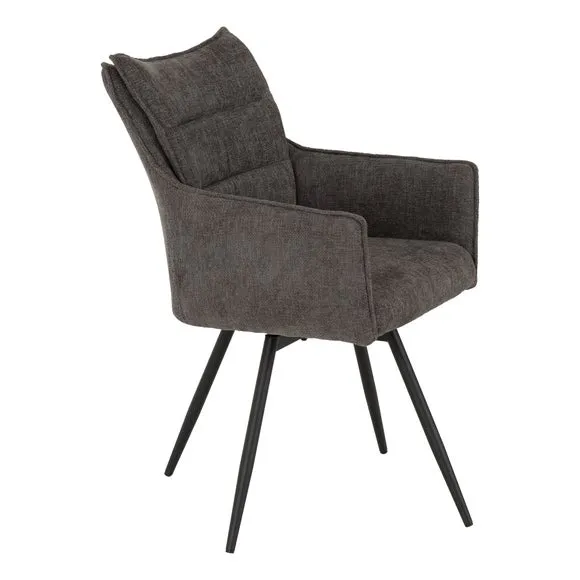 Lewis Set of 2 Carver Swivel Dining Chairs, Fabric 4