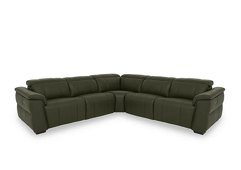 Inca NC Leather Large Power Recliner Corner Sofa with Power Headrests - Oslo Pine