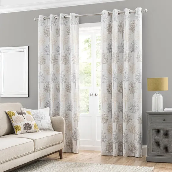Jacquard Trees Eyelet Curtains 2