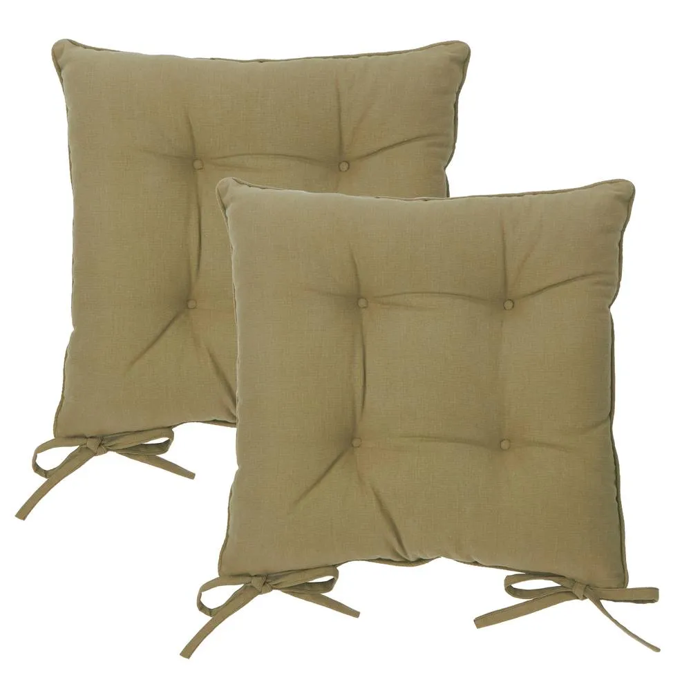 Yard Slub Cotton 2-Pack Plain Indoor/Outdoor Seat Pads in Dark Green 3