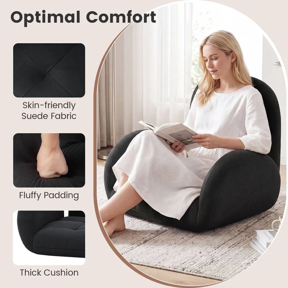 Costway Modern Gaming Floor Chair Folding Sofa Chair w/3-Position Backrest in Black 6