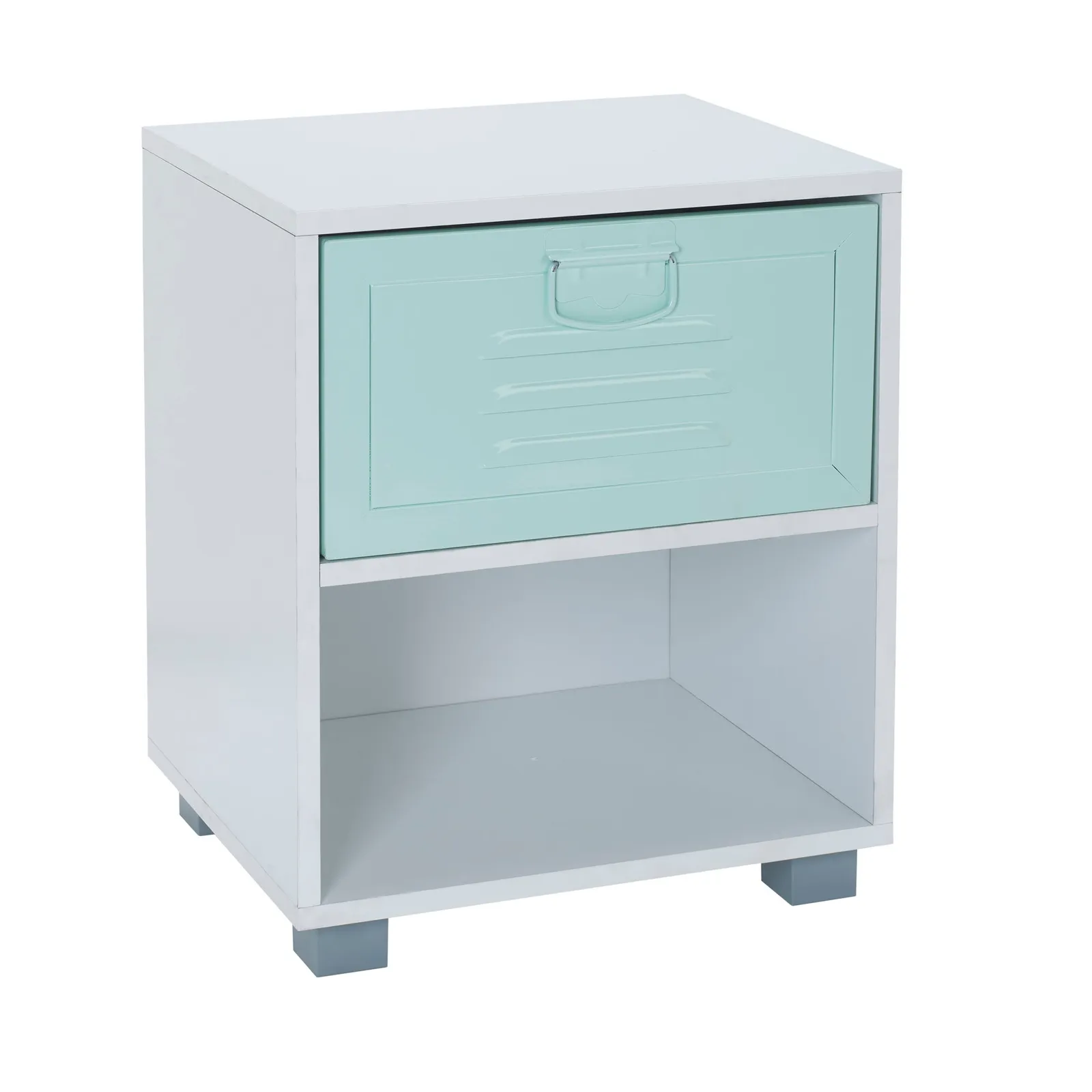 Green Metal Bedside Cabinet Green and White