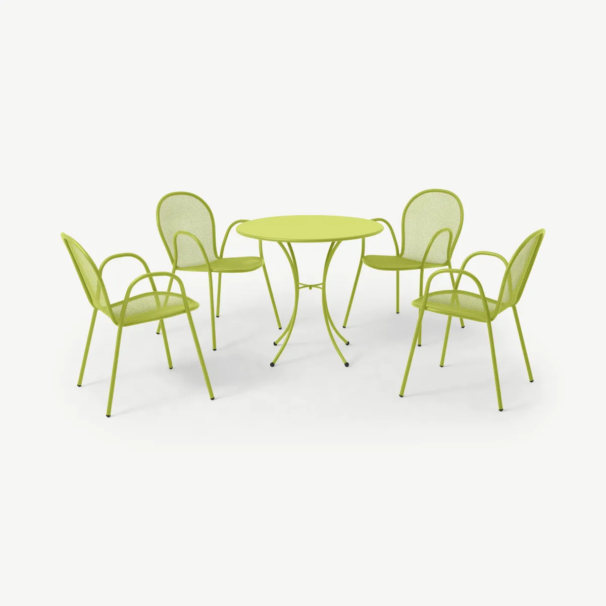 Emu 4 Seat Round Garden Dining Set, Chartreuse Powder-Coated Steel