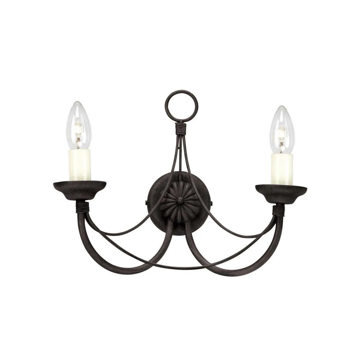 Netlighting Carisbrooke 2 Light Indoor Wall Light Black Glass Shade Not Included E14