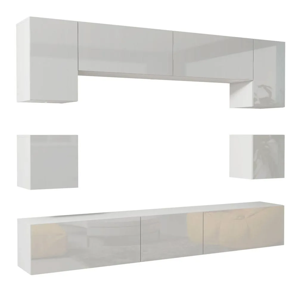 Creative Furniture Panorama Wall TV Unit - White with Gloss Doors 6