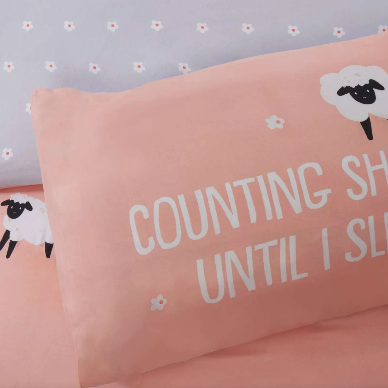 Rapport Home Counting Sheep Microfibre Duvet Cover Set Cover with Pillowcase in Dusty Pink 3