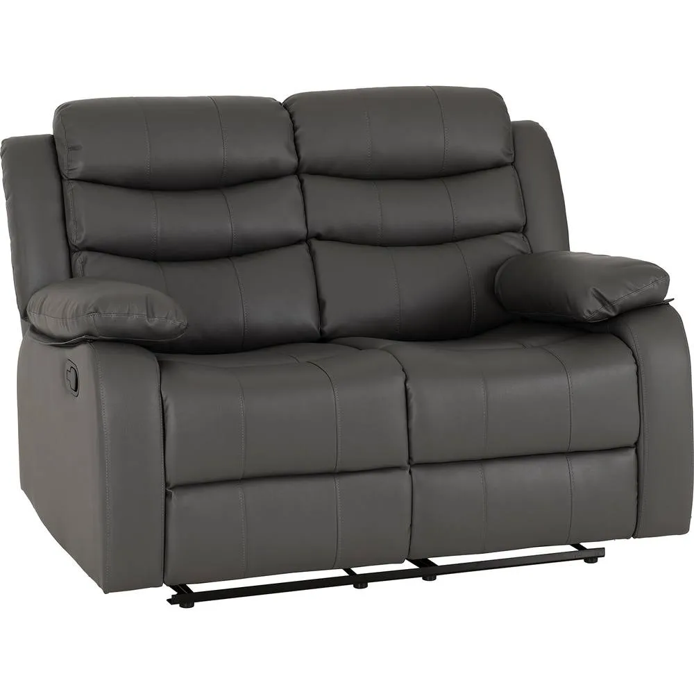 Seconique Roma 2 Seater Recliner Sofa - Grey Faux Leather 6
