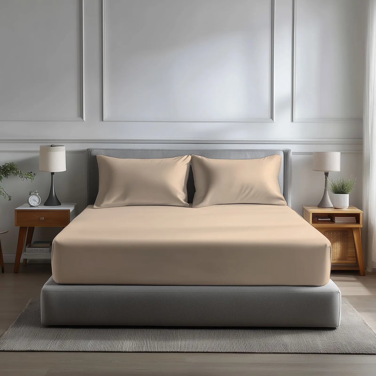 Snug City Microfibre Soft Touch Fitted Sheet 40cm Extra Deep Skirt Plain Dyed Bed Linen in Cream